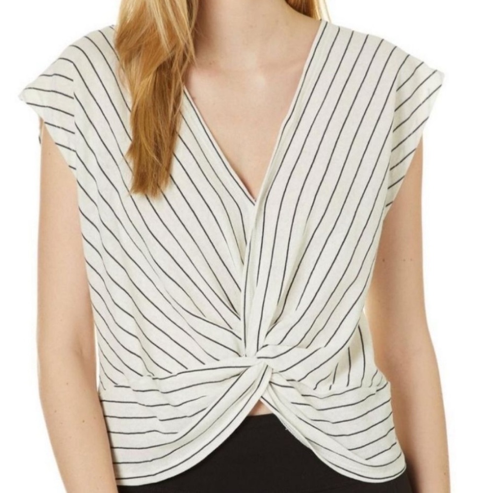 NEW MUSTARD SEED women’s Striped Twist Sleeve Top